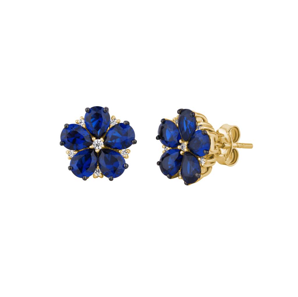 Pear Diamond Flower Earring : KES0014-Yellow