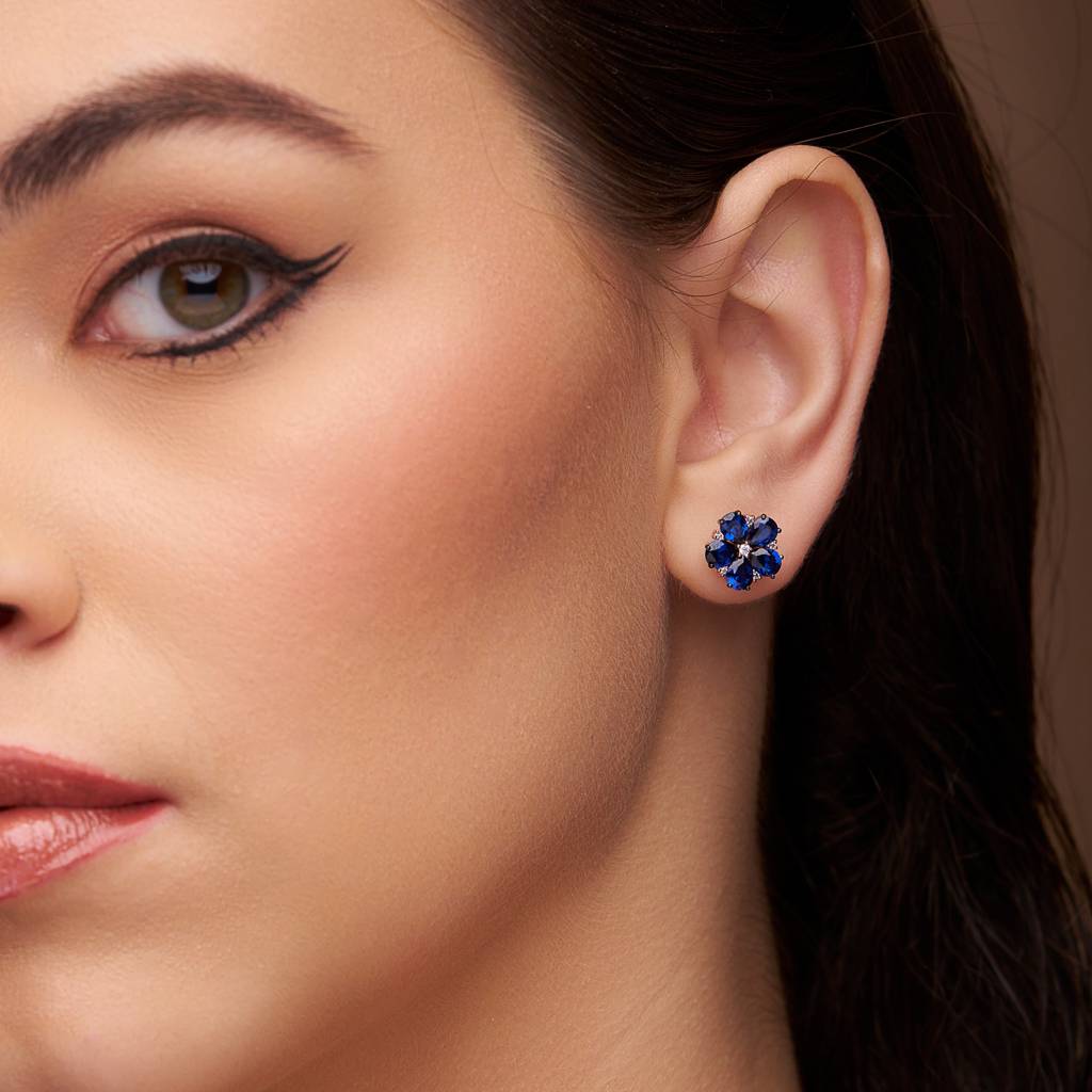 Pear Diamond Flower Earring : KES0014-Yellow