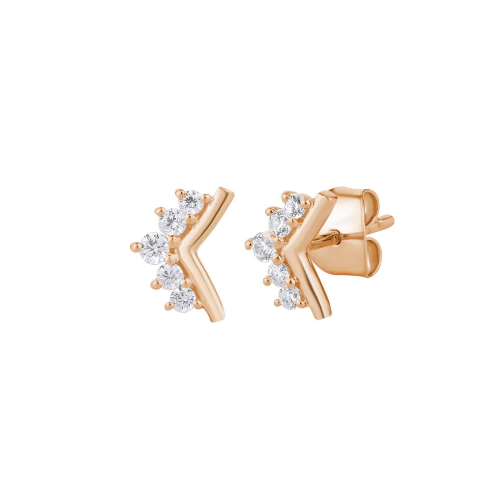 V-Shape Diamond Set Earring : KES0016-RoseGold