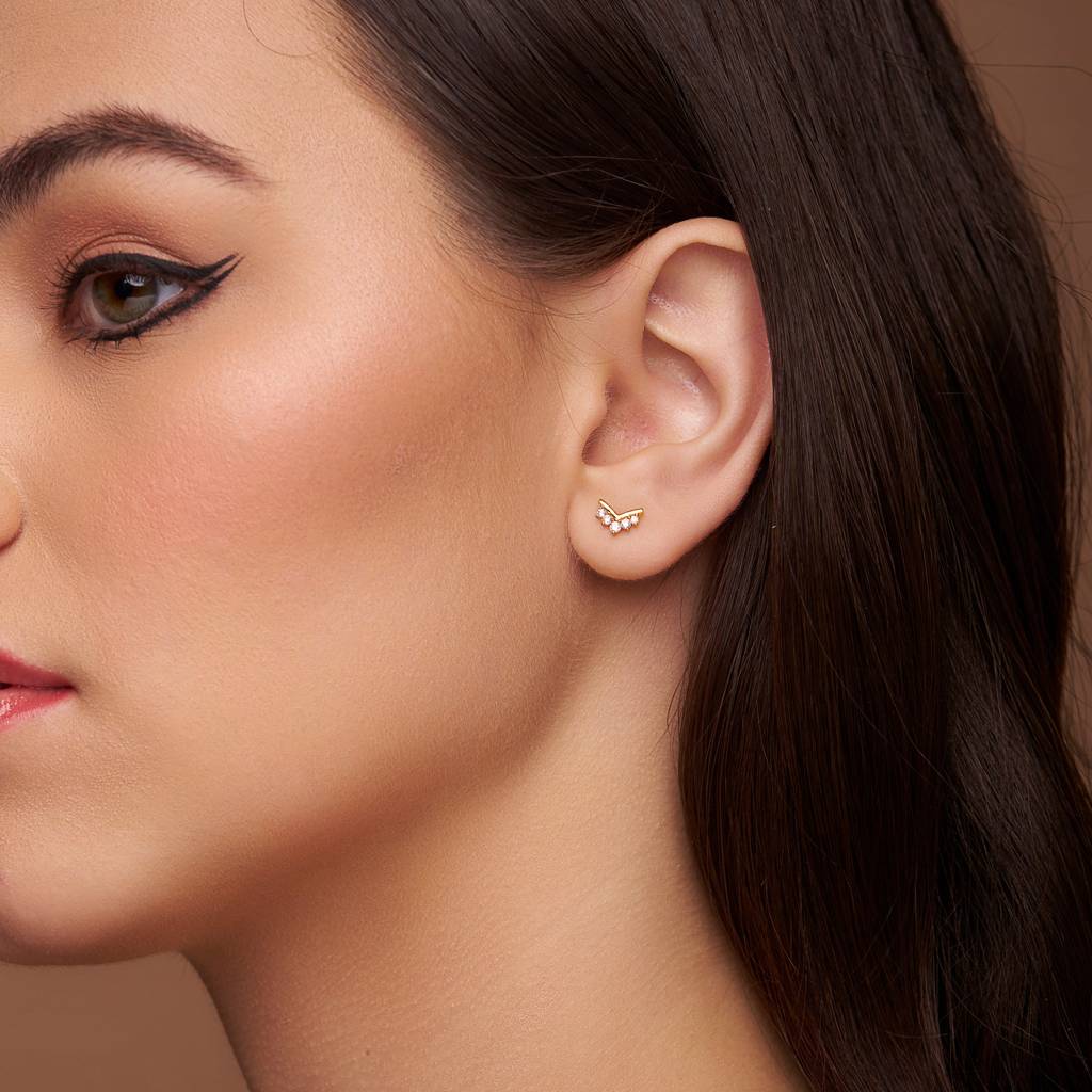 V-Shape Diamond Set Earring : KES0016-RoseGold