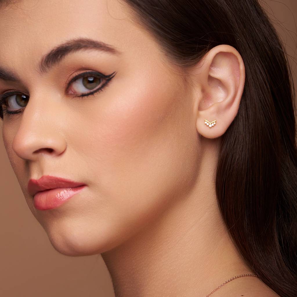 V-Shape Diamond Set Earring : KES0016-RoseGold