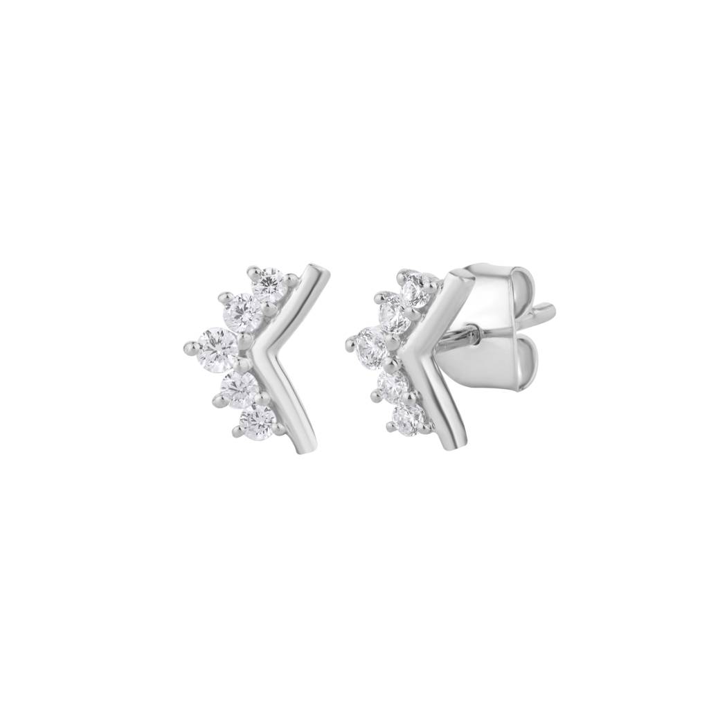 V-Shape Diamond Set Earring : KES0016-Silver