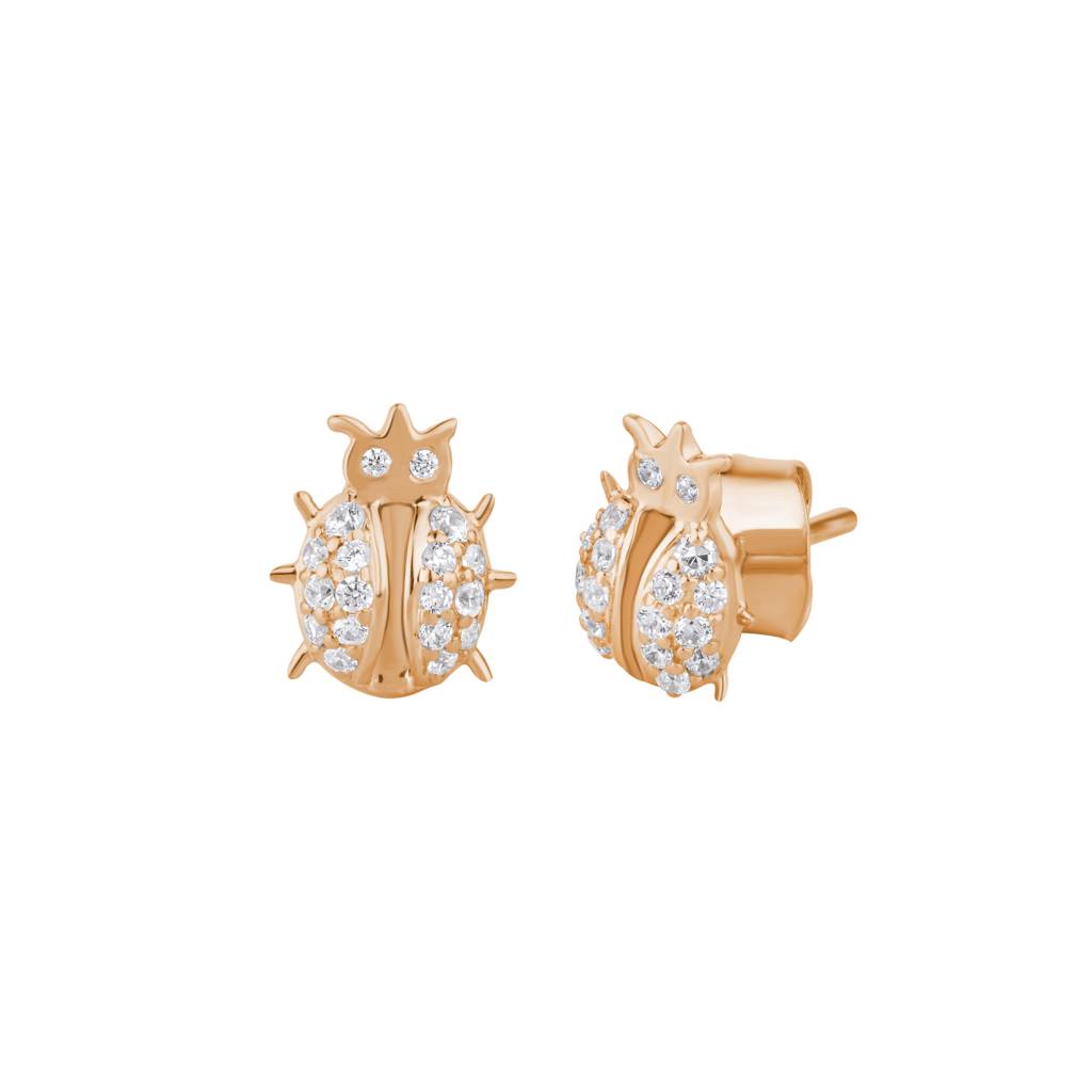 Elegant Ladybug Diamond Stud : KES0020-RoseGold