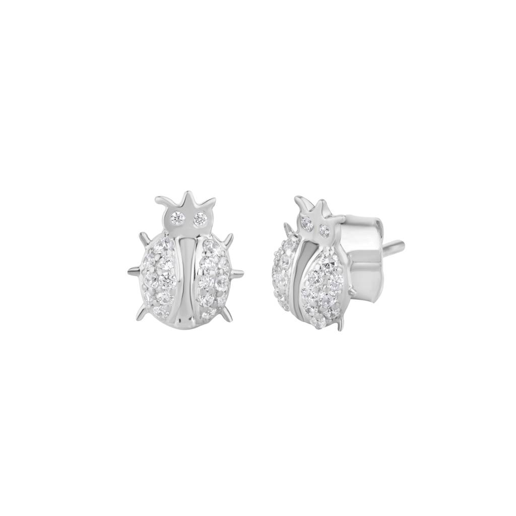 Elegant Ladybug Diamond Stud : KES0020-Silver