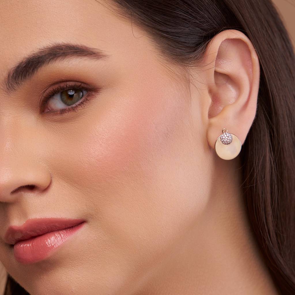 Dome And Disc Jacket Earring : KES0023-RoseGold