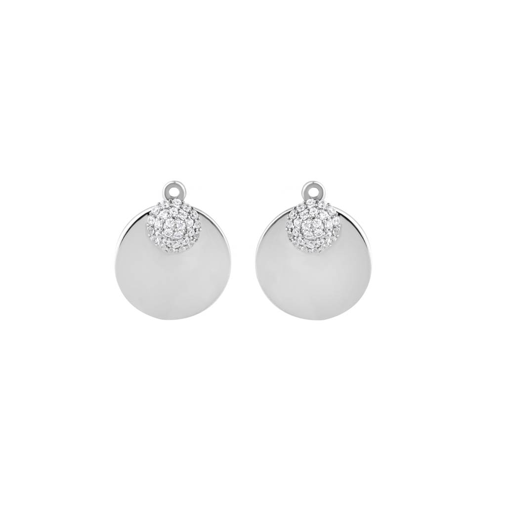 Dome And Disc Jacket Earring : KES0023-Silver