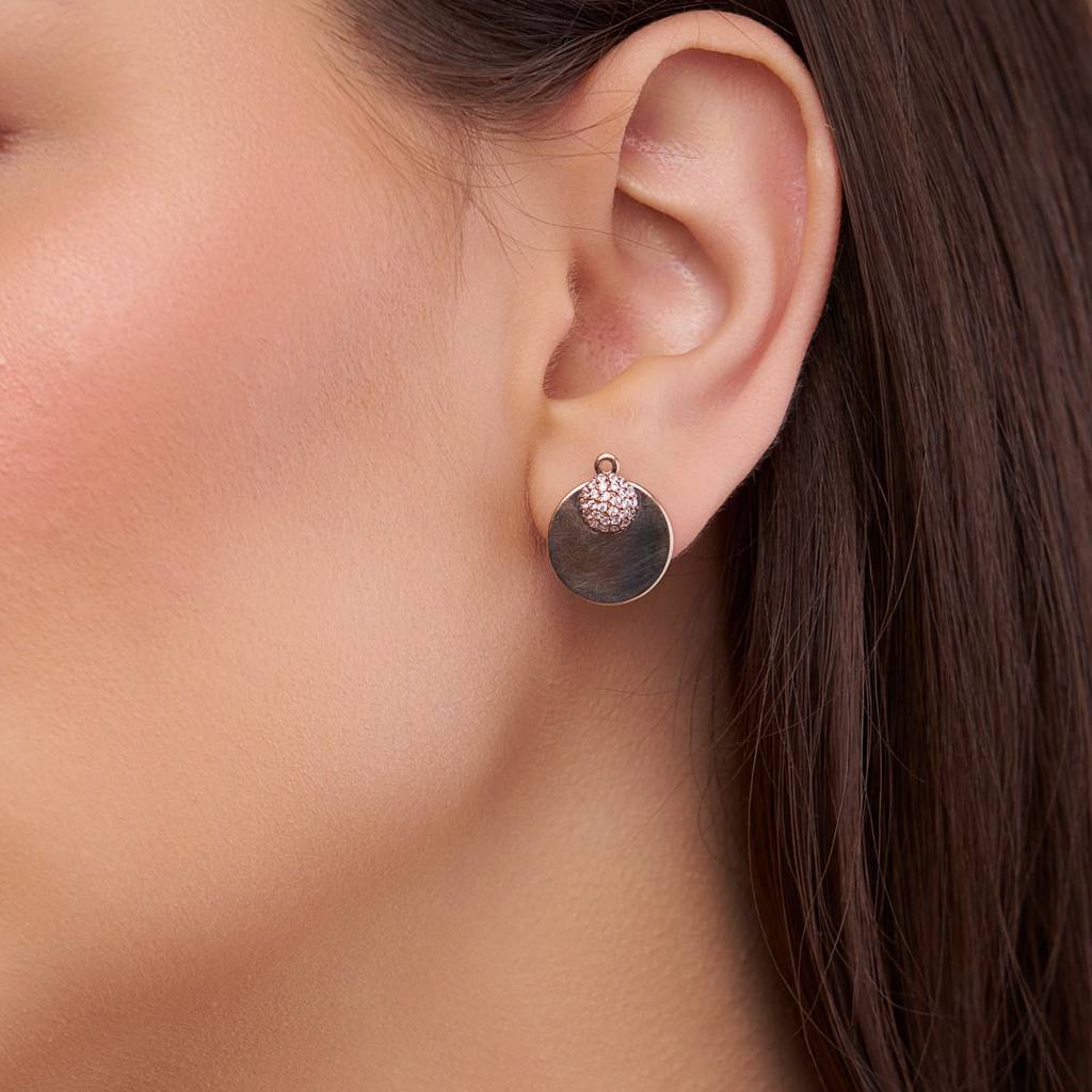 Dome And Disc Jacket Earring : KES0023-Silver