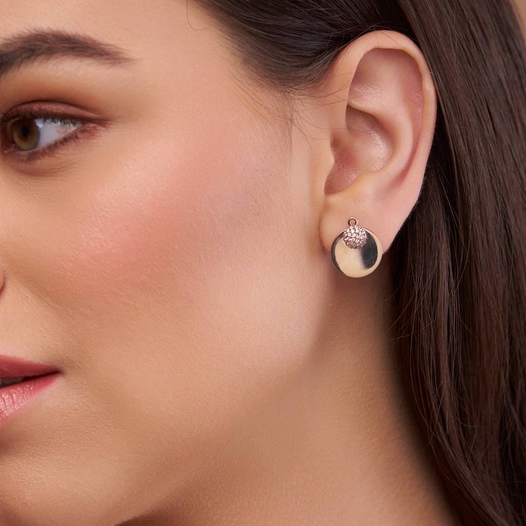 Dome And Disc Jacket Earring : KES0023-Yellow