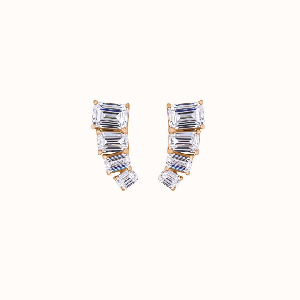 Emerald Cut Diamond Earring : KES0024-RoseGold