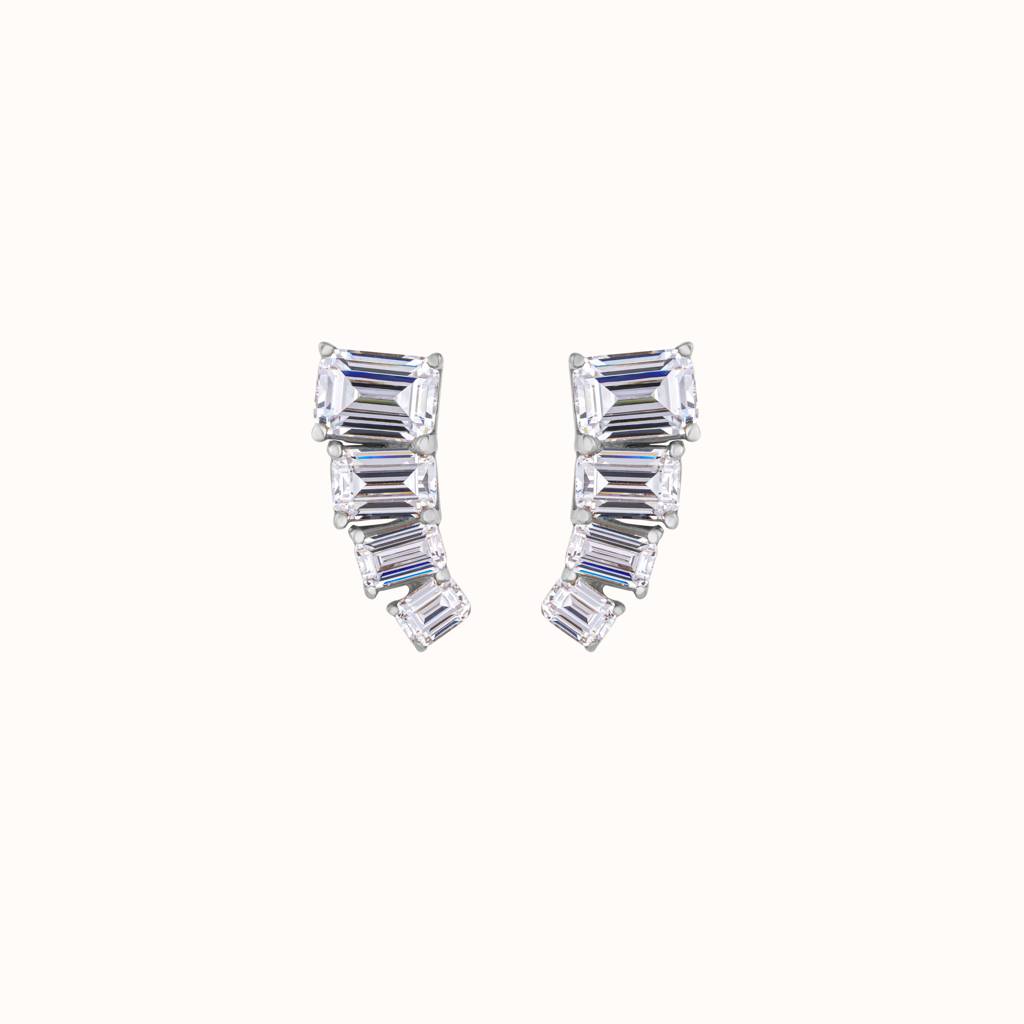 Emerald Cut Diamond Earring : KES0024-Silver