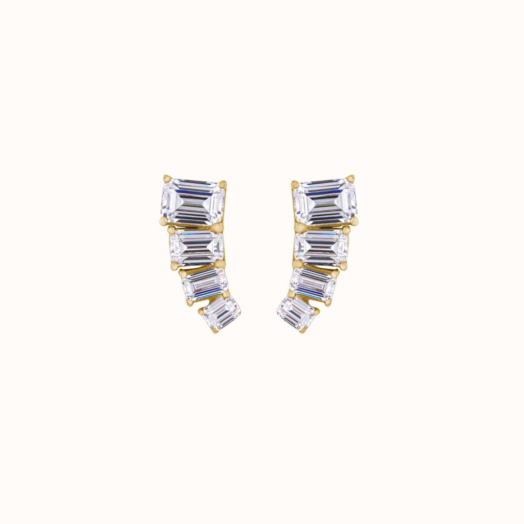 Emerald Cut Diamond Earring : KES0024-Yellow