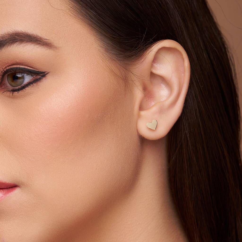 Heart-Shaped Silver Stud Earring : KES0025-RoseGold