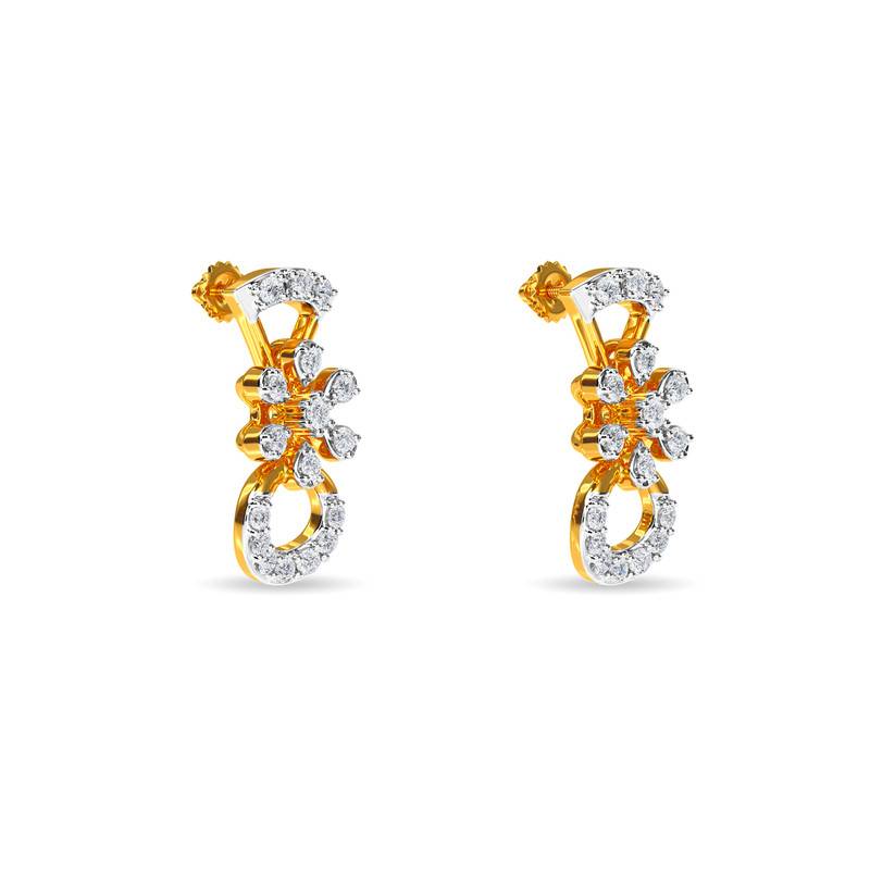 Kisna 14K Yellow Si Diamond Gold Earrings For Women | Taylor