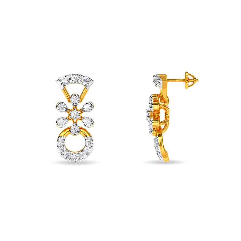 Kisna 14K Yellow Si Diamond Gold Earrings For Women | Taylor
