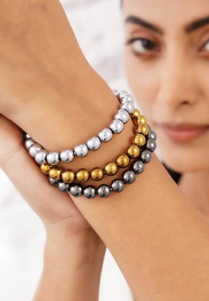 Natural Hematite Bracelet Stack : KJ-BE-024