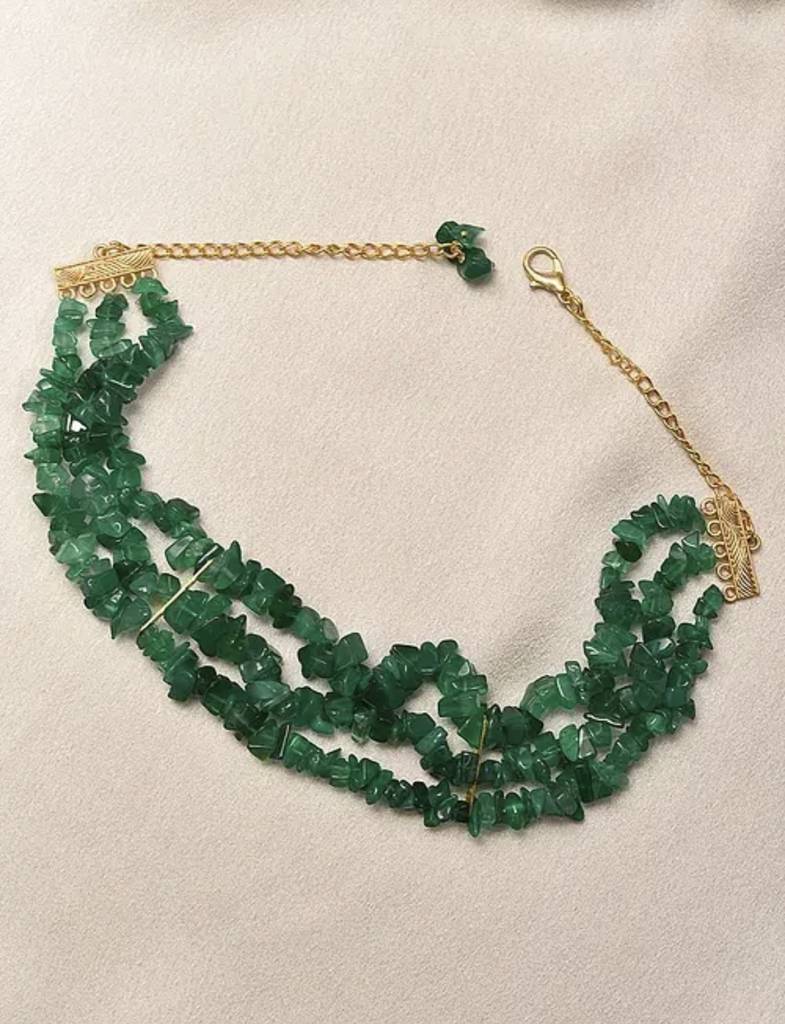 Green Onyx Semi Precious Gemstone Choker Necklace : KJ-CC-001