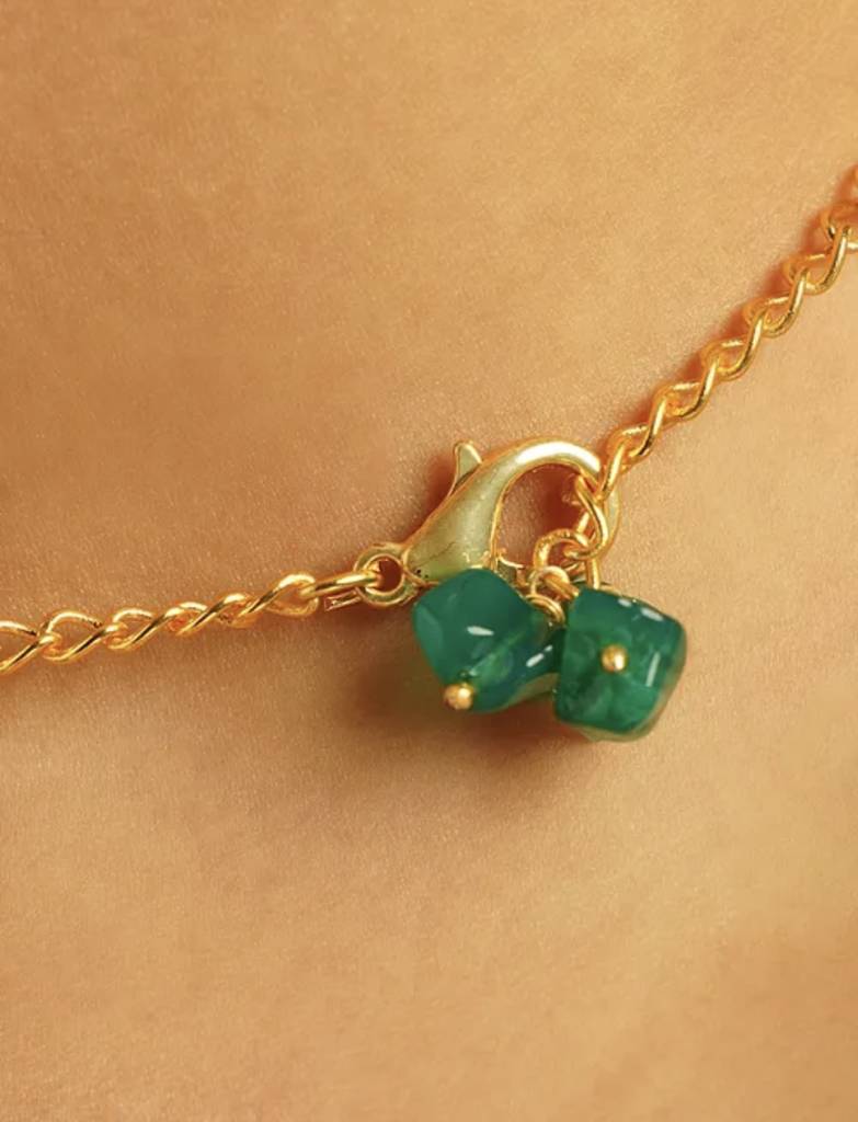 Green Onyx Semi Precious Gemstone Choker Necklace : KJ-CC-001