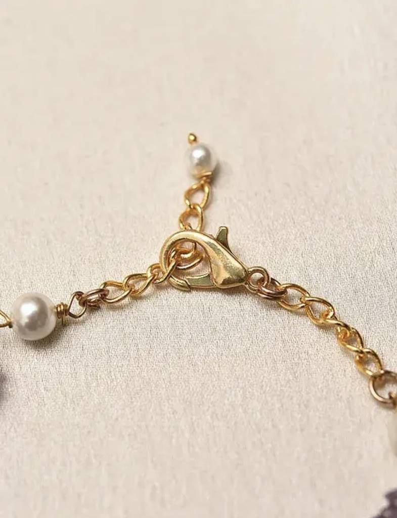 Natural Amethyst Semi Precious Gemstone And Pearl Bracelet For Women : KJ-CC-007