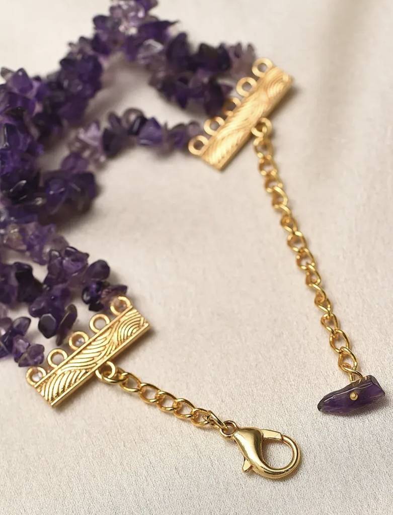 Natural Amethyst Semi Precious Gemstone Bracelet For Women : KJ-CC-009