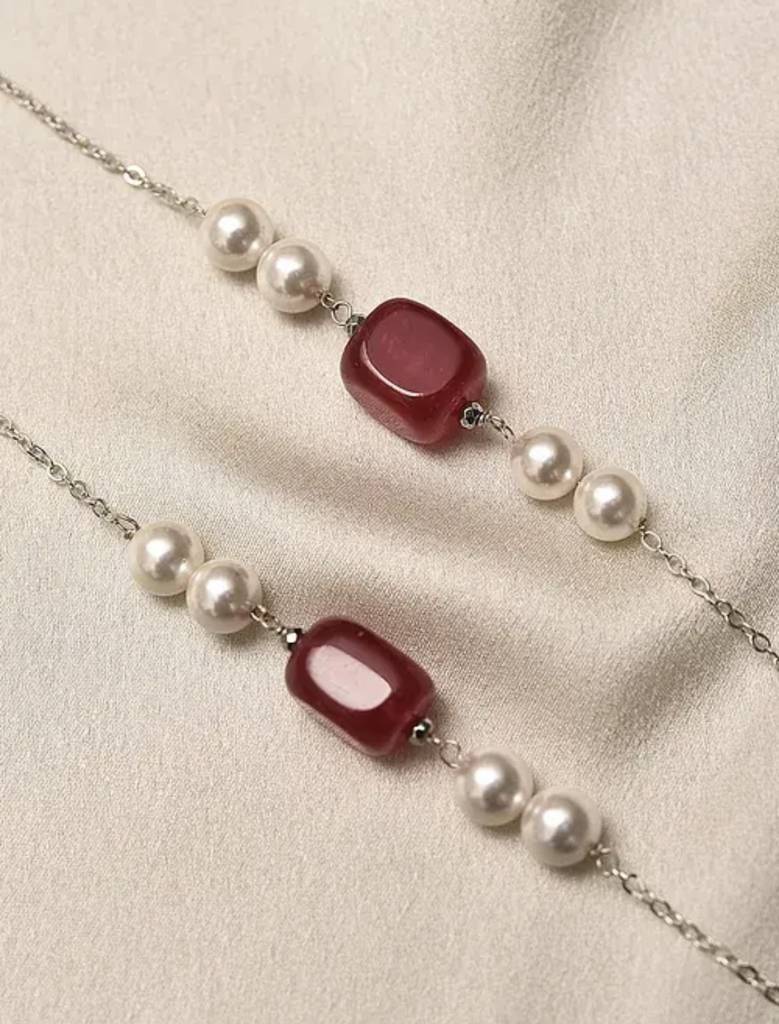 Semi Precious Gemstone And Pearl Anklets For Women : KJ-CC-015