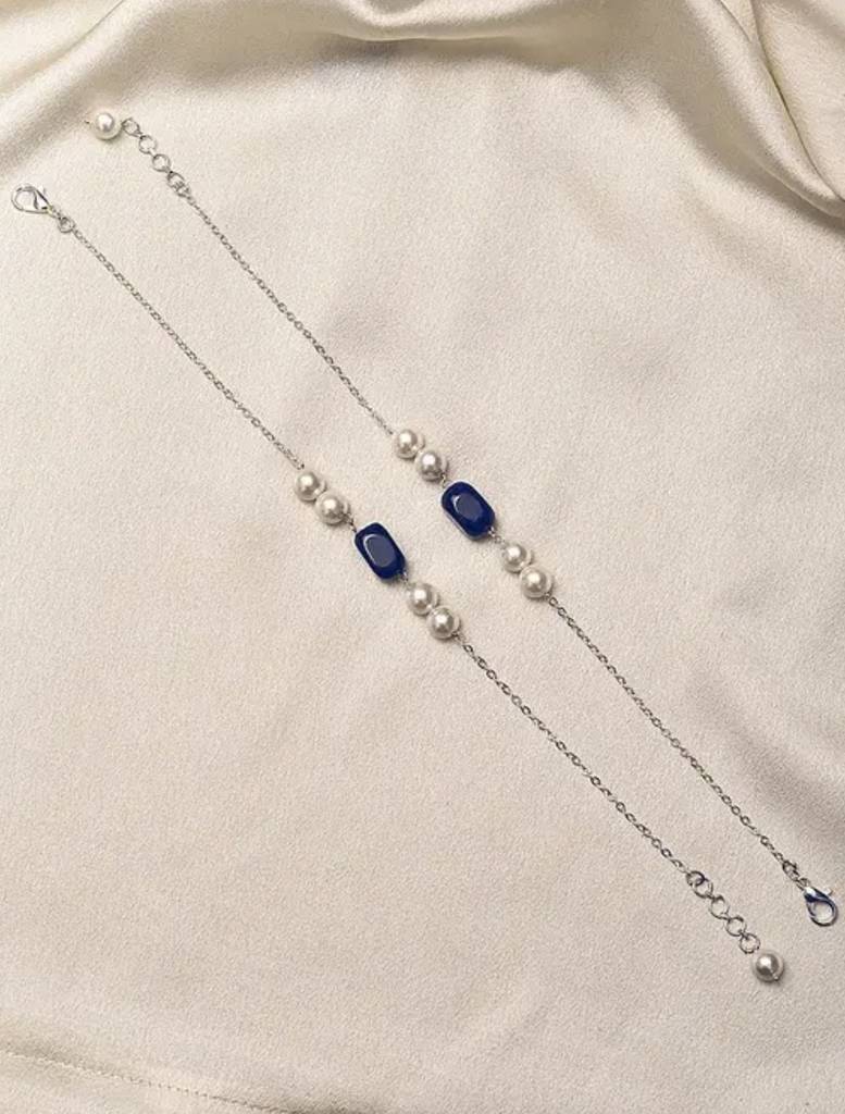 Semi Precious Gemstone And Pearl Anklets For Women : KJ-CC-016