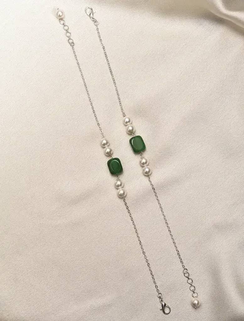 Semi Precious Gemstone And Pearl Anklets For Women : KJ-CC-017