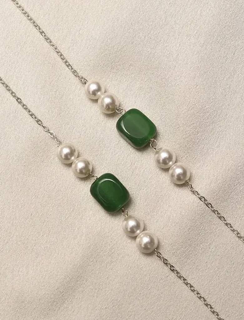 Semi Precious Gemstone And Pearl Anklets For Women : KJ-CC-017