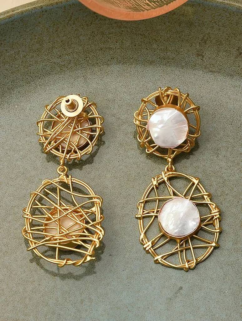 Baroque Fresh Water Pearl Earrings -Kj-Km055 : KJ-KM055