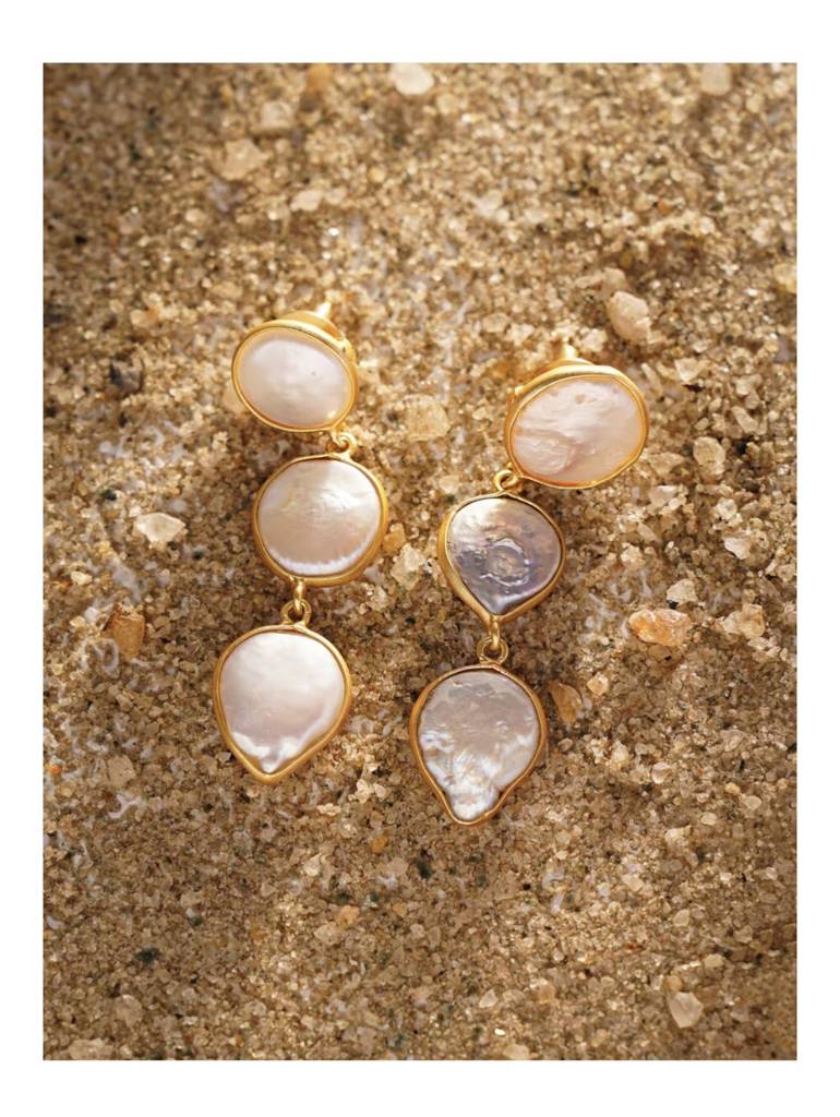 Baroque Fresh Water Pearl Gold Plated Earrings In Brass-Kj-Pg-014 : KJ-PG-014