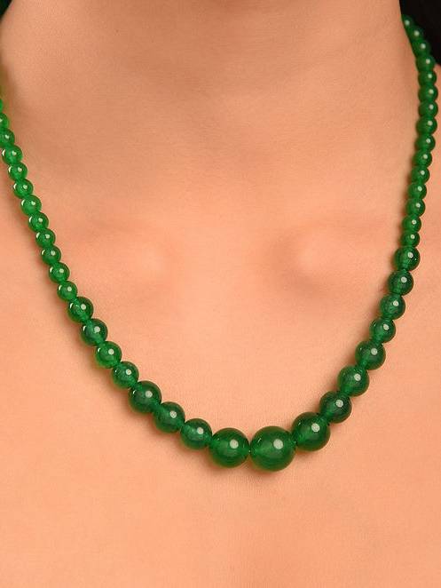 Beaded Green Quartz Semi Precious Gemstone Necklace -Kj001Qz-G : KJ001QZ-G