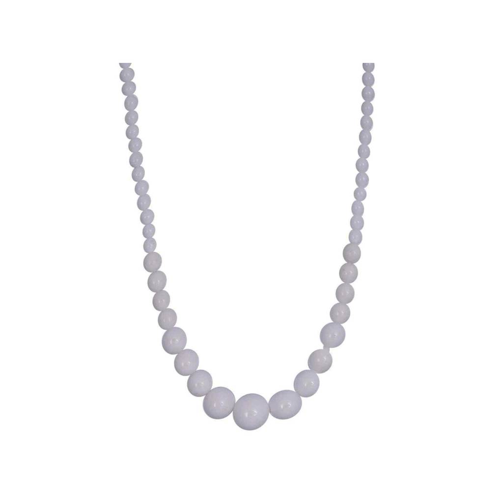 Beaded White Quartz Semi Precious Gemstone Necklace : KJ004QZ-W