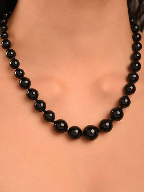 Beaded Agate Semi Precious Gemstone Necklace : KJ014AG-B