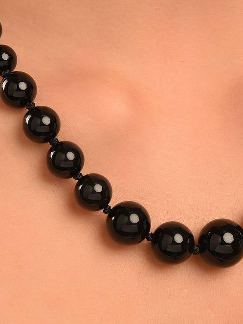 Beaded Agate Semi Precious Gemstone Necklace : KJ014AG-B