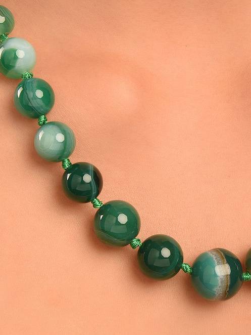 Beaded Agate Semi Precious Gemstone Necklace : KJ015AG-G
