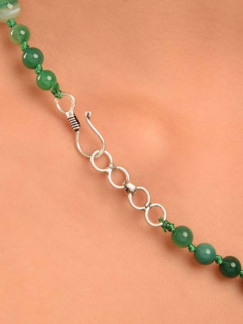 Beaded Agate Semi Precious Gemstone Necklace : KJ015AG-G