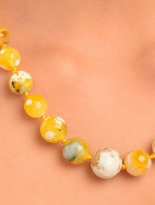 Beaded Agate Semi Precious Gemstone Necklace : KJ018AG-Y