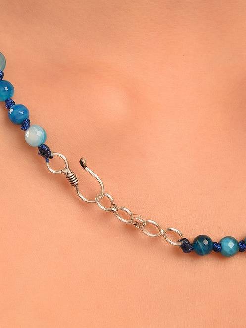 Beaded Agate Semi Precious Gemstone Necklace : KJ020AG-B