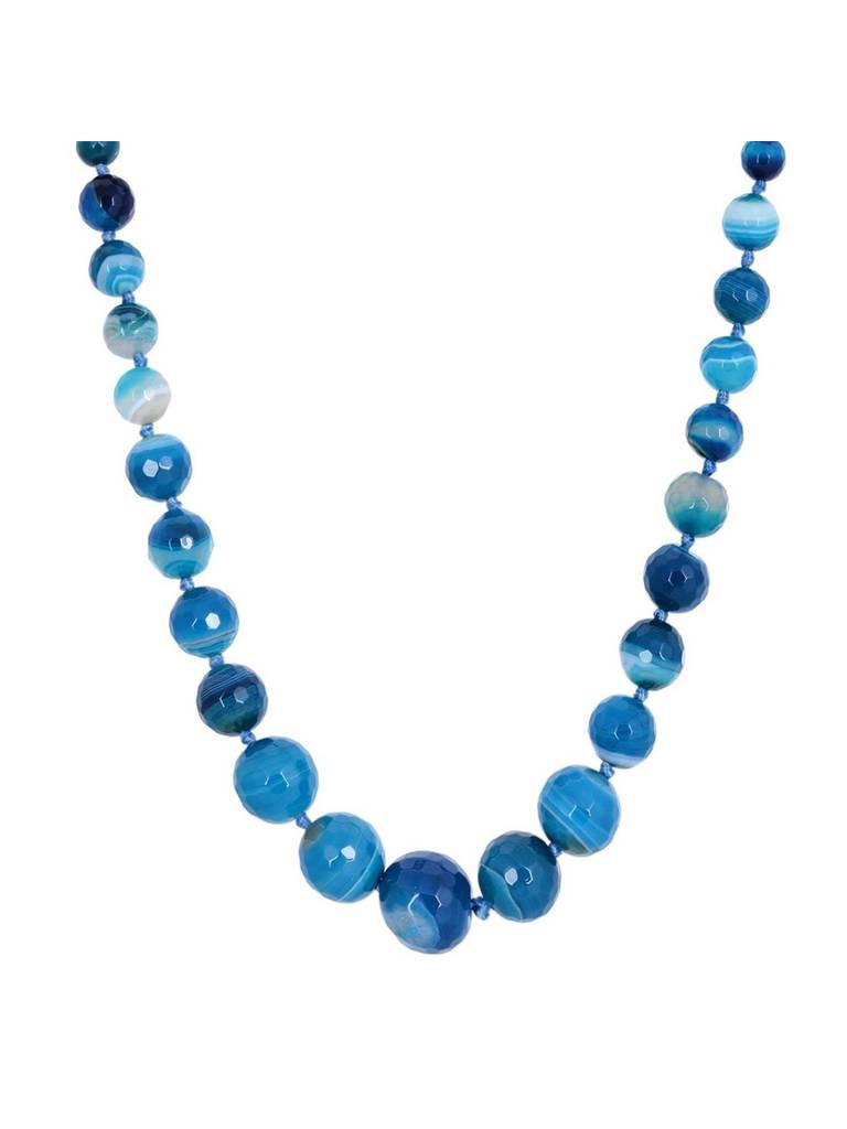 Beaded Agate Semi Precious Gemstone Necklace : KJ020AG-B