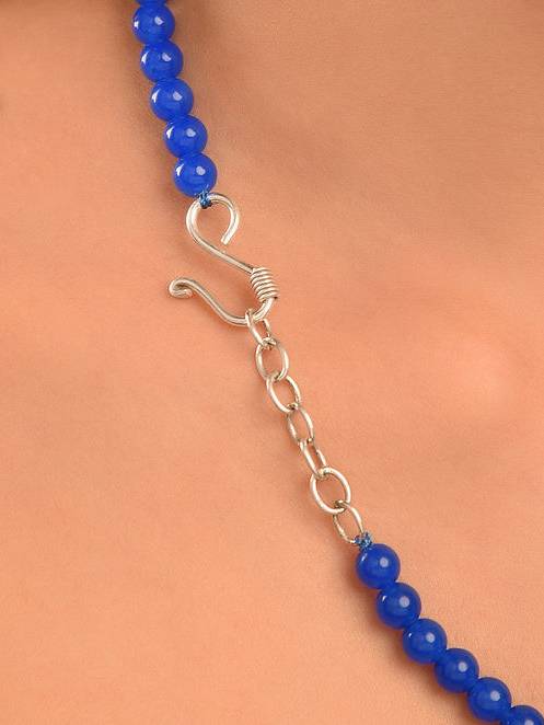 Beaded Blue Quartz Semi Precious Gemstone Necklace -Kj027Qz-B : KJ027QZ-B