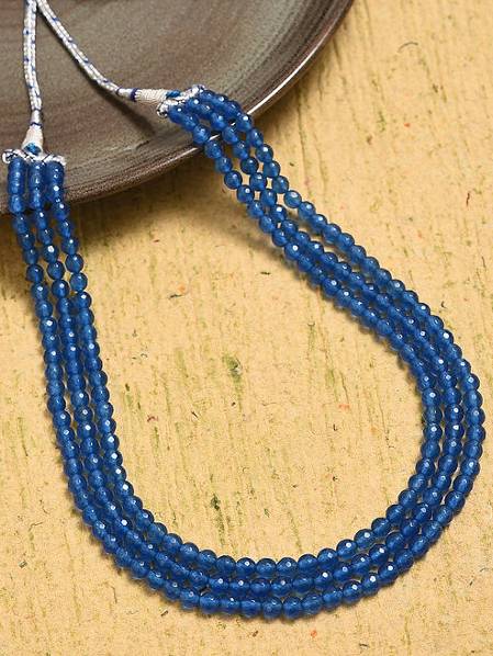 Beaded Blue Quartz Semi Precious Gemstone Necklace -Kj090 : KJ090