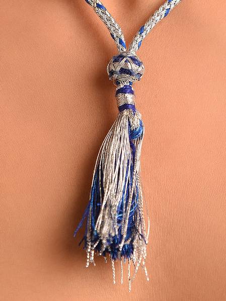 Beaded Blue Quartz Semi Precious Gemstone Necklace -Kj090 : KJ090