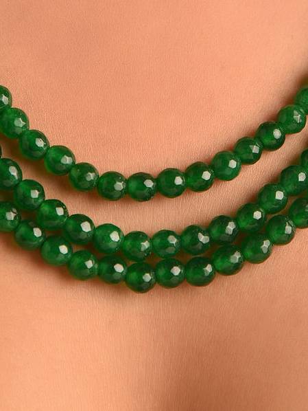 Beaded Green Semi Precious Gemstone Layered Necklace : KJ091