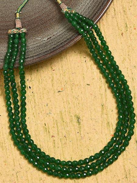 Beaded Green Semi Precious Gemstone Layered Necklace : KJ091