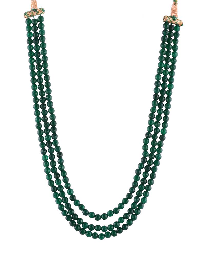 Beaded Green Semi Precious Gemstone Layered Necklace : KJ091