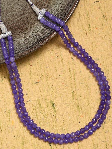 Purple Quartz Semi Precious Gemstone Layered Necklace : KJ152