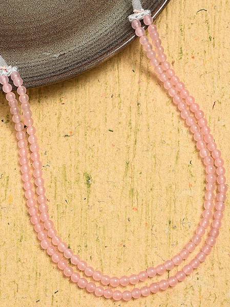 Rose Quartz Semi Precious Gemstone  Layered Necklace : KJ154