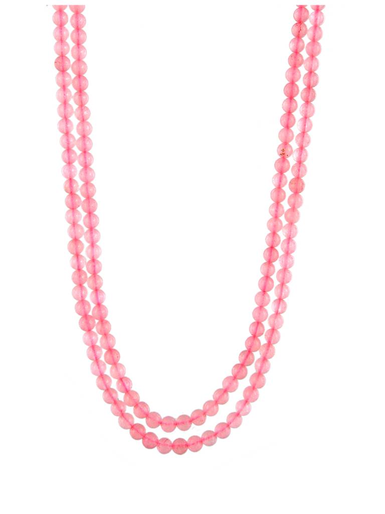 Rose Quartz Semi Precious Gemstone  Layered Necklace : KJ154