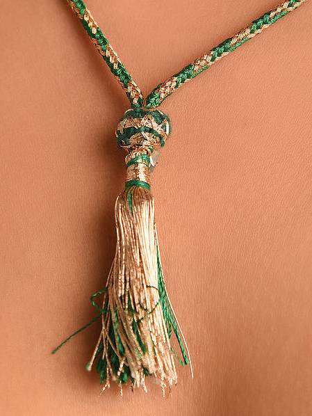 Beaded Green Layered Quartz Semi Precious Gemstone And Pearl Necklace -Kj241 : KJ241