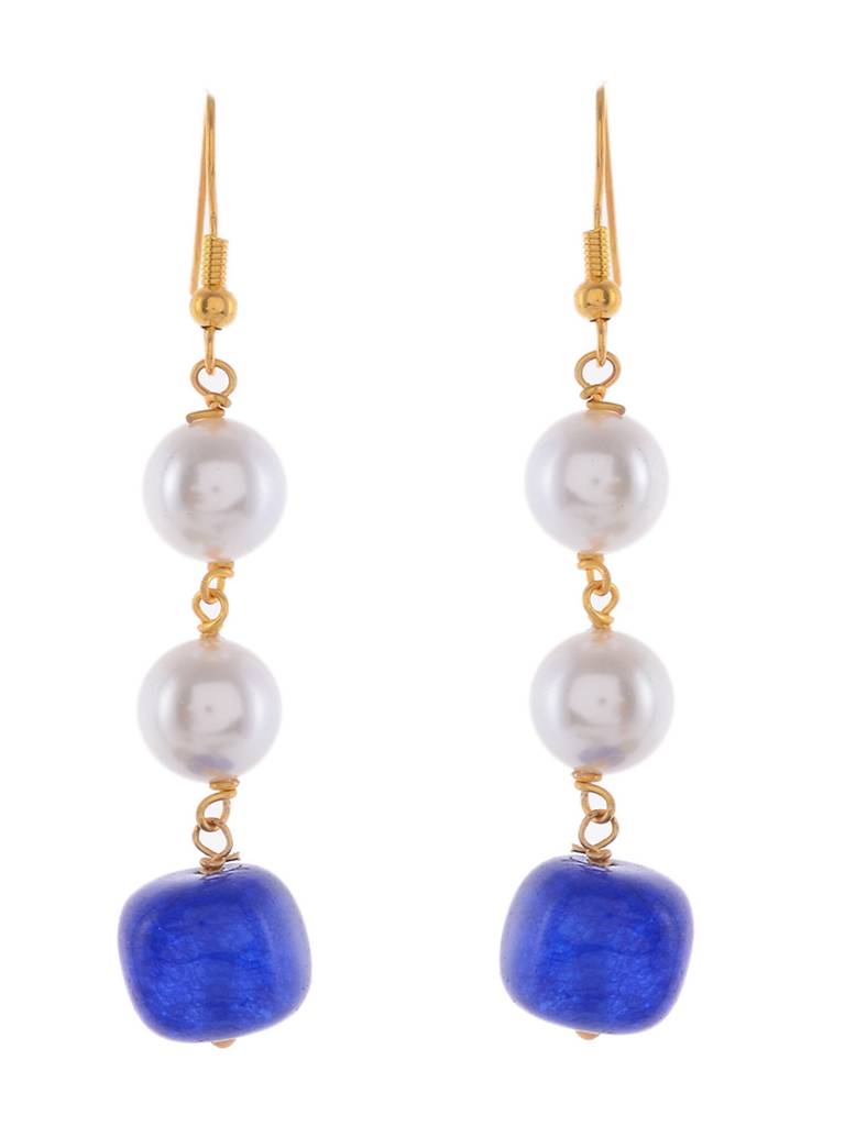 Beaded Gemstone And  Pearl Drop Earrings : KJE250