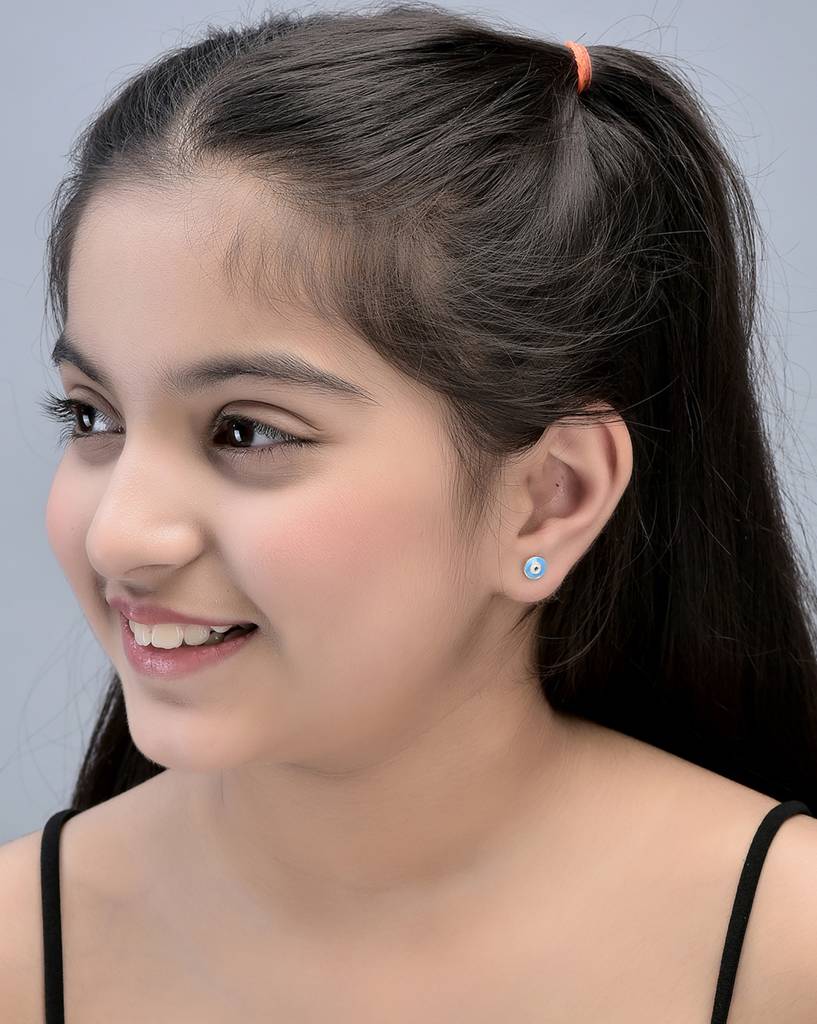 Carlton London Girls Set Of 2 Gold-Plated Cz-Studded Circular Studs Earrings : KJES106